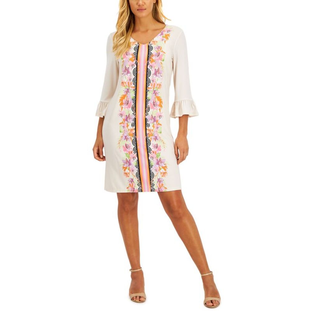 JM Collection Womens Printed Ruffled Sleeve Dress